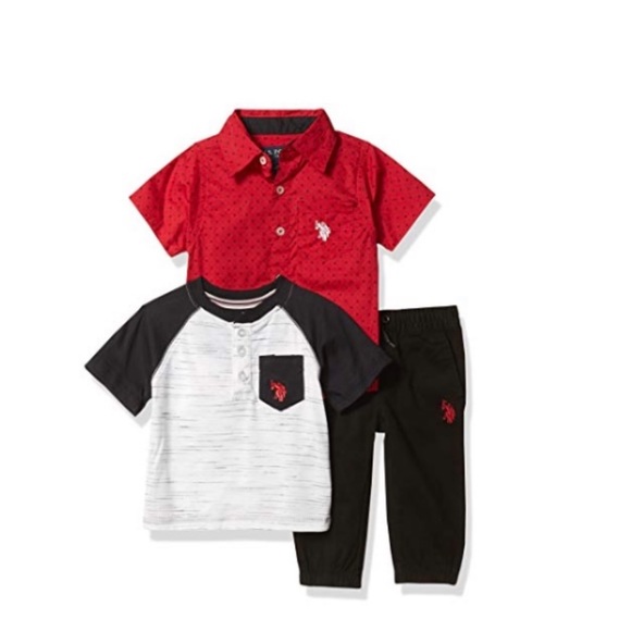 U.S. Polo Assn. Boys' Pants Set, Red/Black - Picture 1 of 2